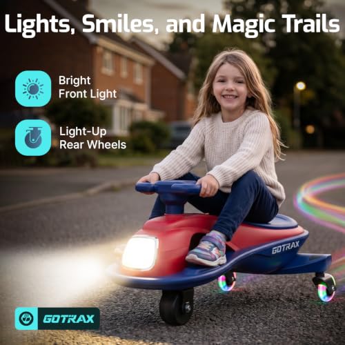 Image of Gotrax Electric Wiggle Car for Kids 3-8, 12V Battery for 120Min w /Bluetooth | Safe Lead-acid Battery, Quiet & Powerful Brushless Motor,Music Speaker,Battery Display, Max 132lbs Load,Gift for Girls,Red