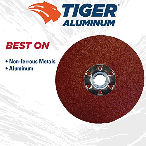 Image of Weiler 60603 Tiger Aluminum Resin Fiber Sanding & Grinding Disc, 4-1 /2 inch Diameter, 60 Grit, 5 /8 inch - 11 Hub (Pack of 25)