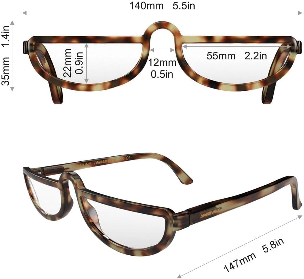 LONDON MOLE® Brainy reading glasses | Cool half moon shaped readers | Unisex | Spring hinges - Image 6