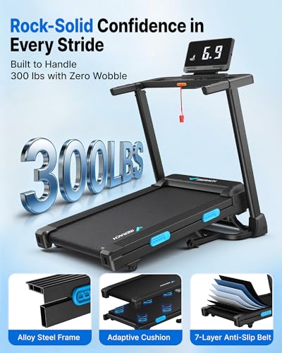 Image of MERACH T12 Foldable Treadmill for Home, 300 LBS Capacity, Wide Running Belt | 15% Auto Incline Treadmill with LED Display, Smart App, 2.5HP Brushless Motor, 0.5-7.5MPH, Compact Design