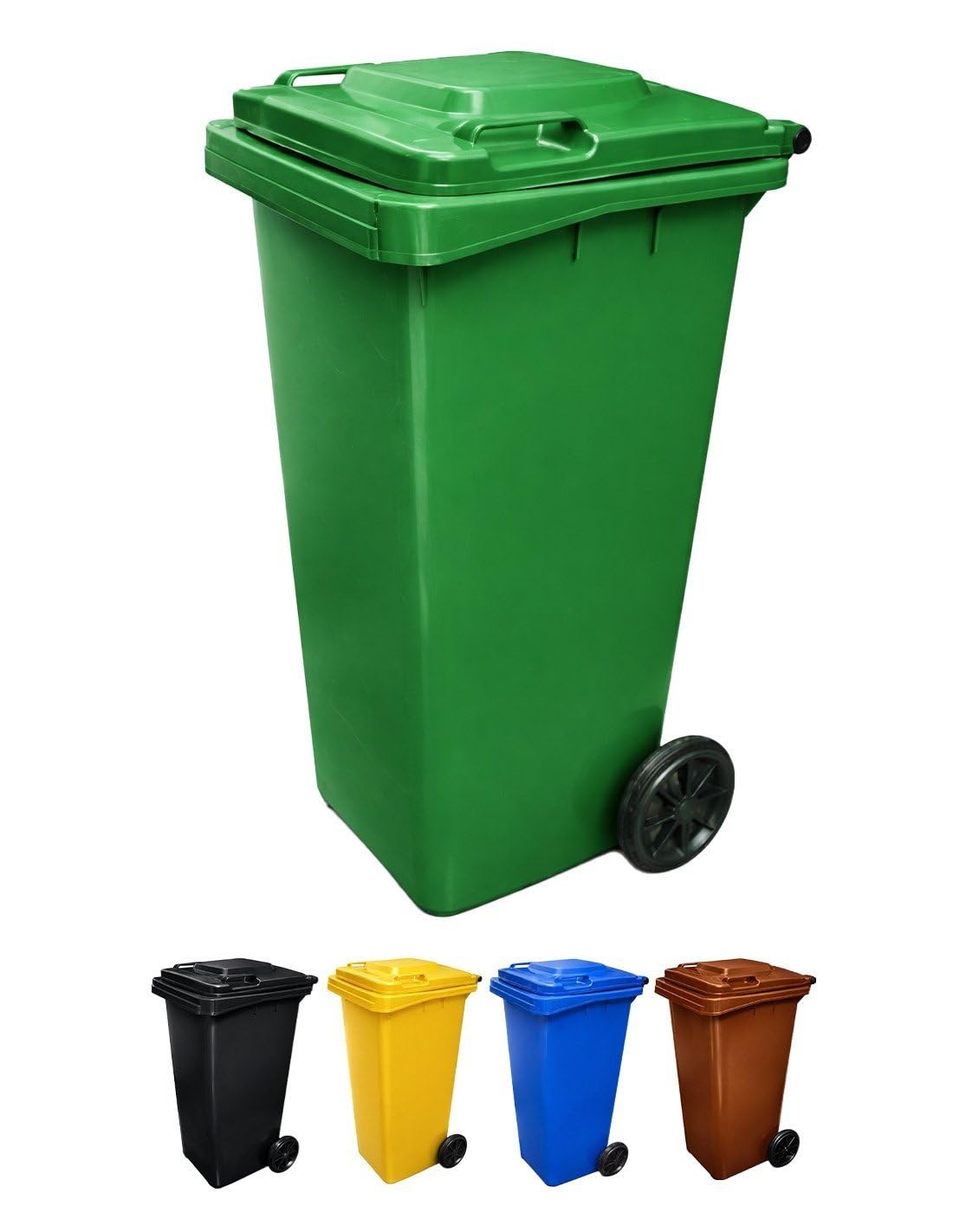 Contenedor de basura verde 120L JARDIN202 con ruedas antideslizantes
