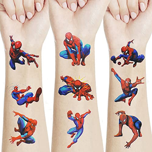 Spiderman Tattoos for Kids, SENTOKE 16 Sheets Temporary Tattoos Stickers as Spiderman Birthday Party Supplies Favors Decorations for Classroom School Rewards Carnival Christmas Prizes for Boys Girls