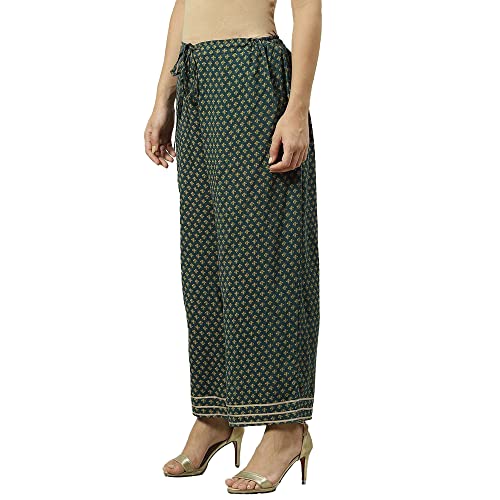 Image of BIBA Women Rayon Straight Printed Palazzo