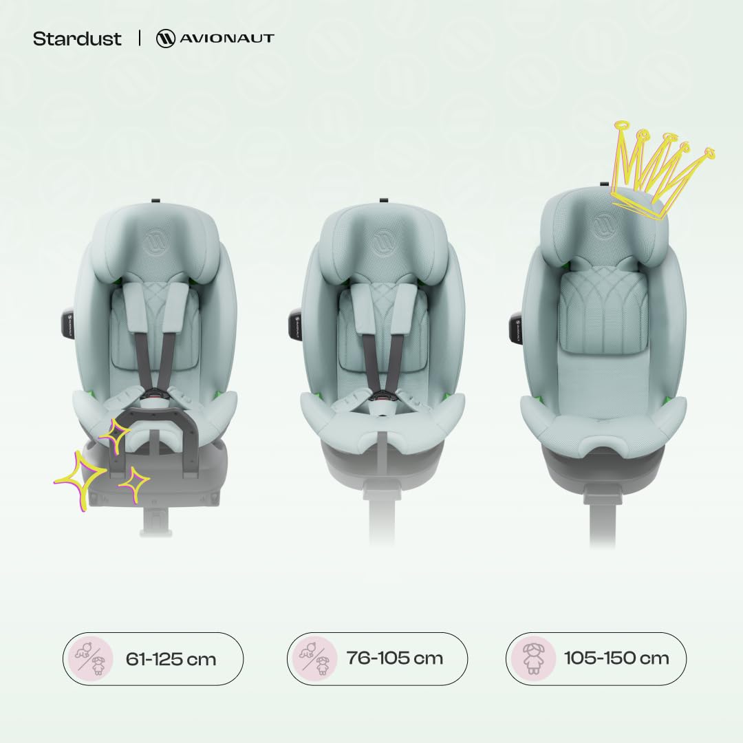 Fotelik samochodowy OBROTOWY z bazą 360° ISOFIX 61-150cm Avionaut Stardust