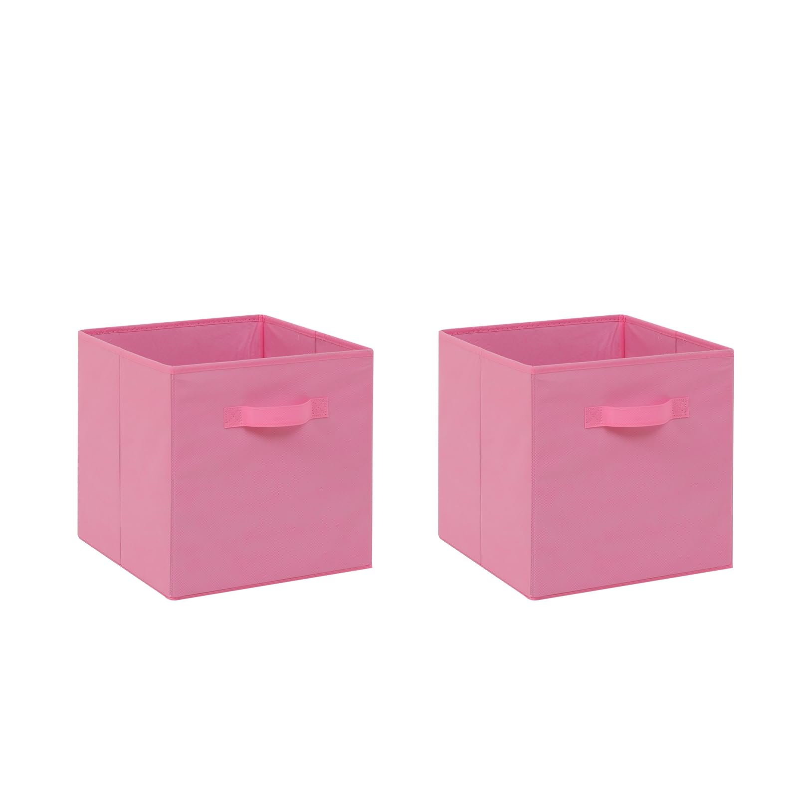 Pantanal 2 PCS Folding Collapsible Storage Cube Boxes with Handle for Kids Toy Clothes, Foldable Canvas Unit Cube Organiser Basket Bin for Nursery Children Bedroom Wardrobe (30*30cm Pink, Pack of 2)