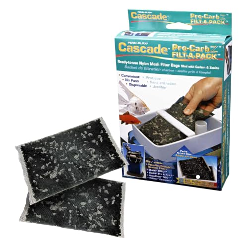 Image of Penn-Plax Cascade Pro-Carb Z Filt-A-Pack, 2 Pack - Mixed Carbon & Zeolite Aquarium Canister Filter Media Bags - Pre-Bagged Nylon Mesh Replacement for Cascade, Freshwater & Saltwater Tanks - 8 Ounce