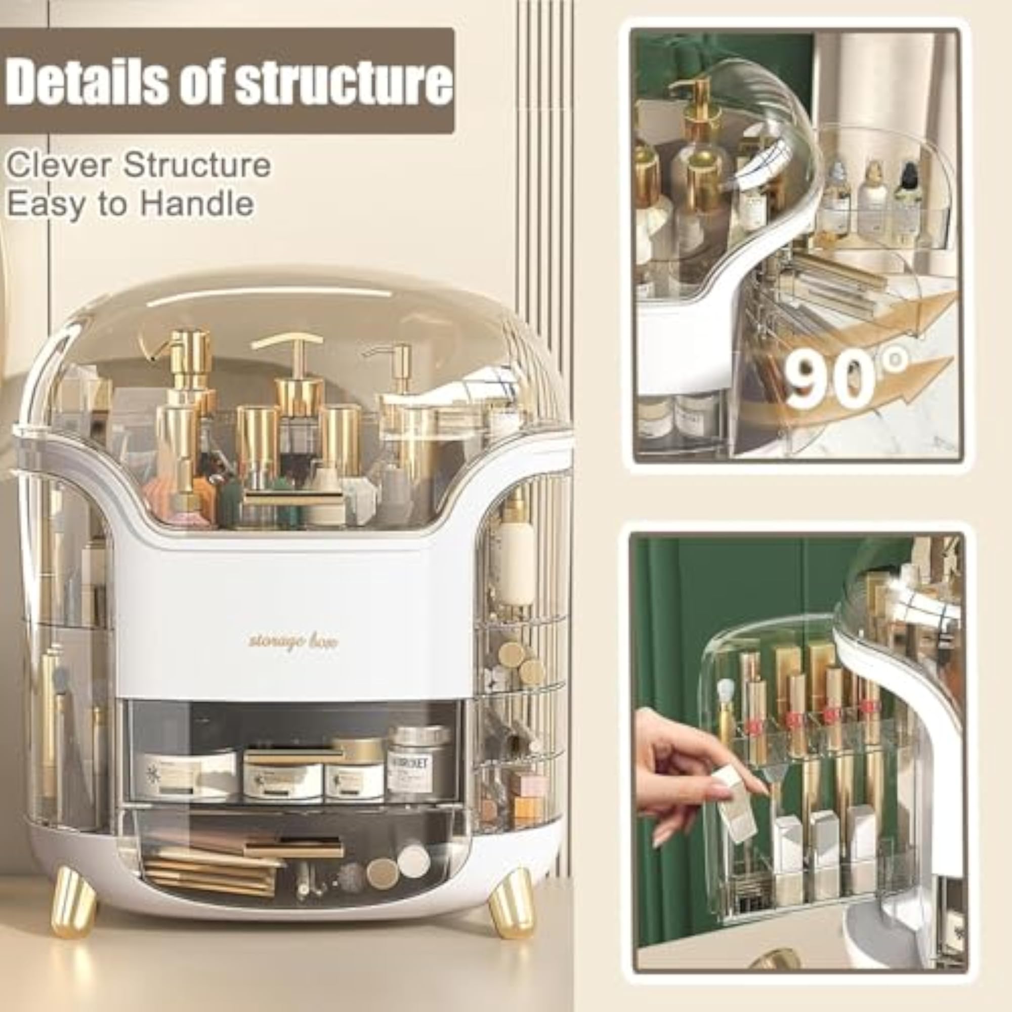 Dustproof Cosmetic Storage Box with Lid