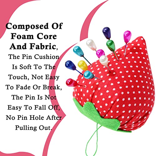 6Pcs Strawberry Pin Cushion,Pin Needle Holder,Pins Packed In Strawberry-Shaped Fabric Covered,Sewing Crafts #TOP2