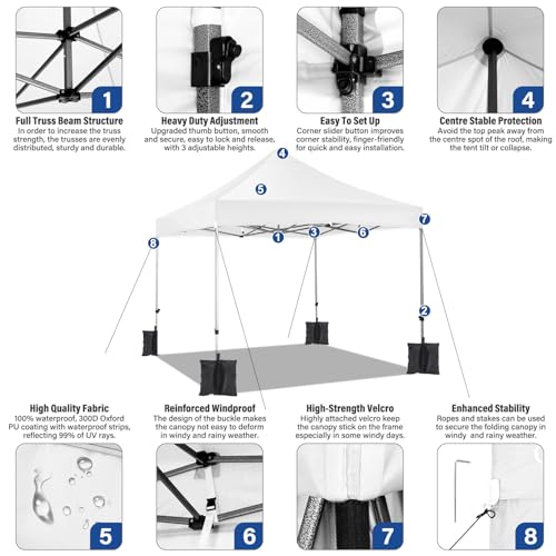 Image of COBIZI 10x15 Heavy Duty Pop Up Canopy Tent with 4 Sidewalls, Alps