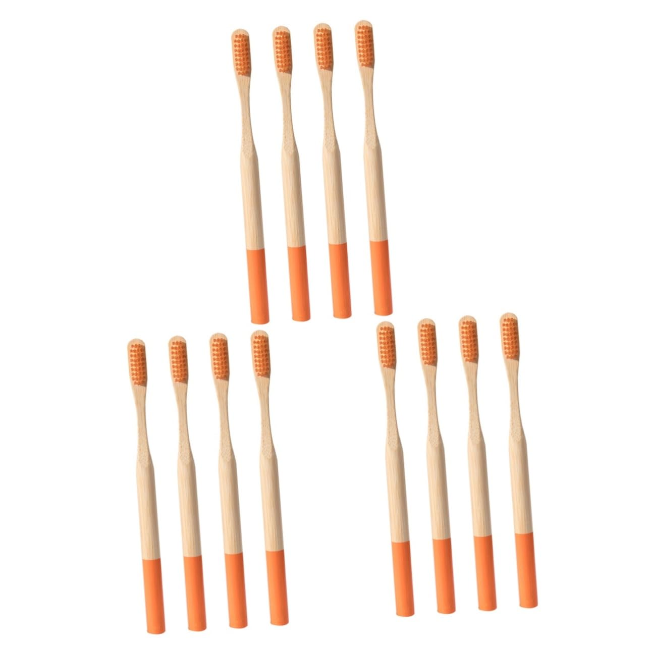 3 Set Spazzolino Chiave Adulto Eco Ultra Morbido Viaggio Sensibile Dente Adulti Scovolini Per Denti Scovolini Dentali Spazzolini Denti Bambù Arancia 4 Pezzi*3