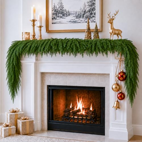 2 Pcs 6 FT Christmas Norfolk Pine Garland, Greenery Garland for Holiday