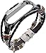 Kompatibel für Xiaomi Mi Band 3 Armband MiBand 4, Edelstahl Uhrenarmband Ersatz Armbänder mit Metallschließe, Retro-Stil ethnischer Uhr Leder Armband Armband