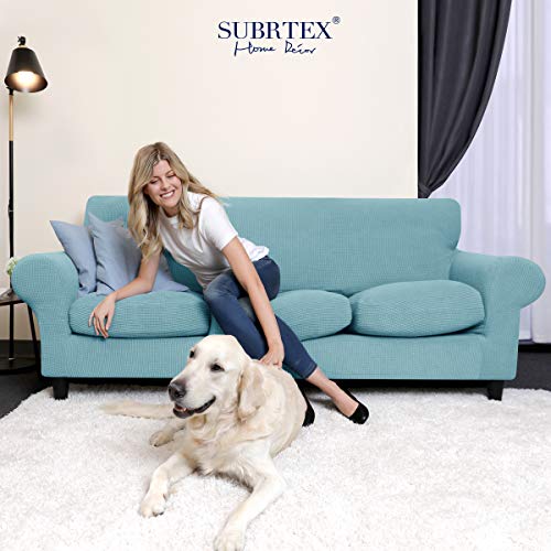 Subrtex SOFA COVERS 4 Piece Sofa Cover High Stretch Couch Slipcover For 3 Cushion Soft Sofa Slipcover Jacquard Fabric Furniture Covers With Elastic Bottom Machine Washable thumb #1