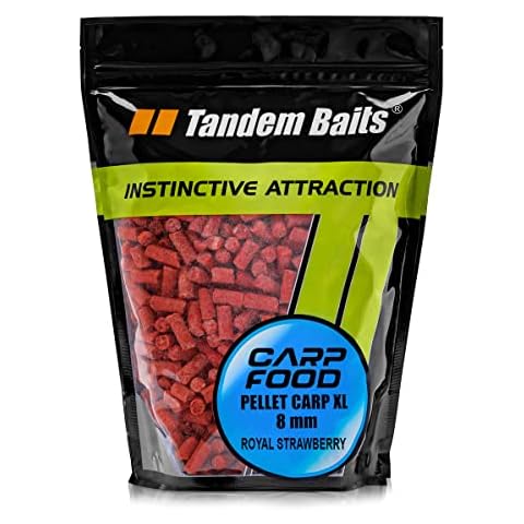 Tandem Baits Carp Food XL Pellet Royal Strawberry | Carp Pellets | Carp Fishing Pellet | Carp Fishing Bait | Carp Bait | Carp Fishing Accessories for Monster Fish 8mm 1kg Cover