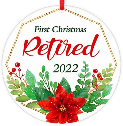 WaaHome 3" First Christmas Retired Ornaments 2022 Retirements Gifts Present for Women Men Teacher Coworker, Retirement Ornaments for Christmas Tree Retirement Party Decorations