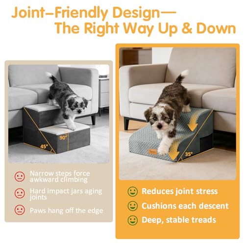 Image of Topmart High Density Foam Pet Steps 2 Tiers,11.8 inch High,Non-Slip Dog Stairs | Soft Foam Dog Ramp Ladder,Best for Injured,Older Cats,Pets with Joint Pain,Suitable for Low Sofas,Stairs,Lower Place