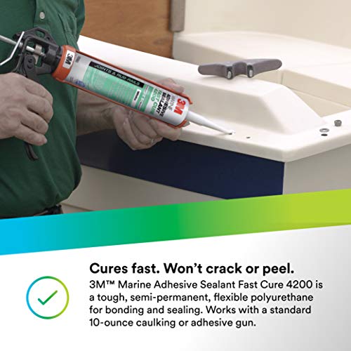 3M Marine Adhesive Sealant Fast Cure 4200 (06560) – Semi-Permanent Flexible Adhesive Sealant For Boats And Rvs – White - 1/10 Gallon #TOP5