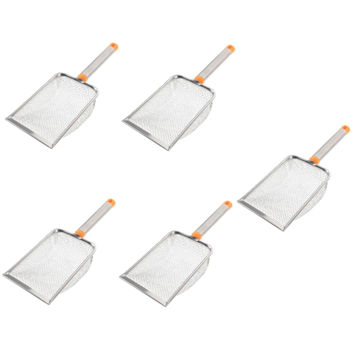 SUPVOX 5pezzi Cat Litter Scoop Acciaio Inossidabile Paletta per Lettiera con Manico Ergonomico e Maglie per Pulizia Efficiente di Feci di Gatto e Rettili Colore Arancione