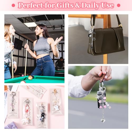Image of Wurosi 945 Pcs Bag Charm Kit, Charms Lip Gloss Keychain Making Kit, Beaded Keychain Making Kit, Y2K Keychains, 8 Ball Dice Charm Keychains, DIY Customizable Crafts Key Chains(Gold & Silver)