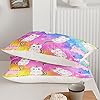 Axolotl Cat Bedding Twin Cartoon Cat Comforter Set, Rainbow Printed Kids Bedding Set for Girls, Adults, Teens, Kids Comforter Set All Season, 1 Quilt 2 Pillow Cases, Colorful Pink Blue #4