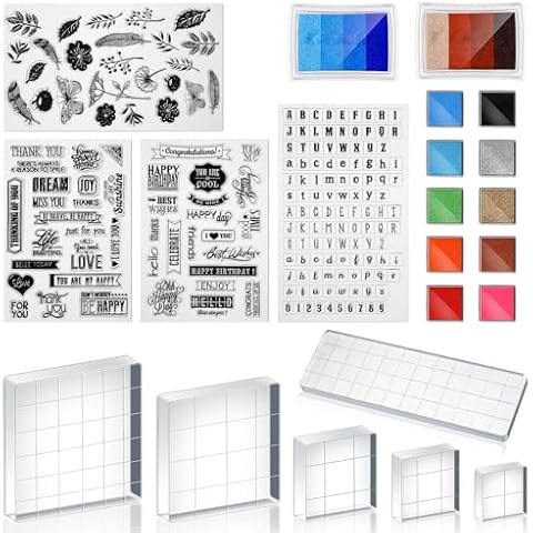 22 Pieces Acrylic Stamp Set for Card Making and Scrapbooking Cover