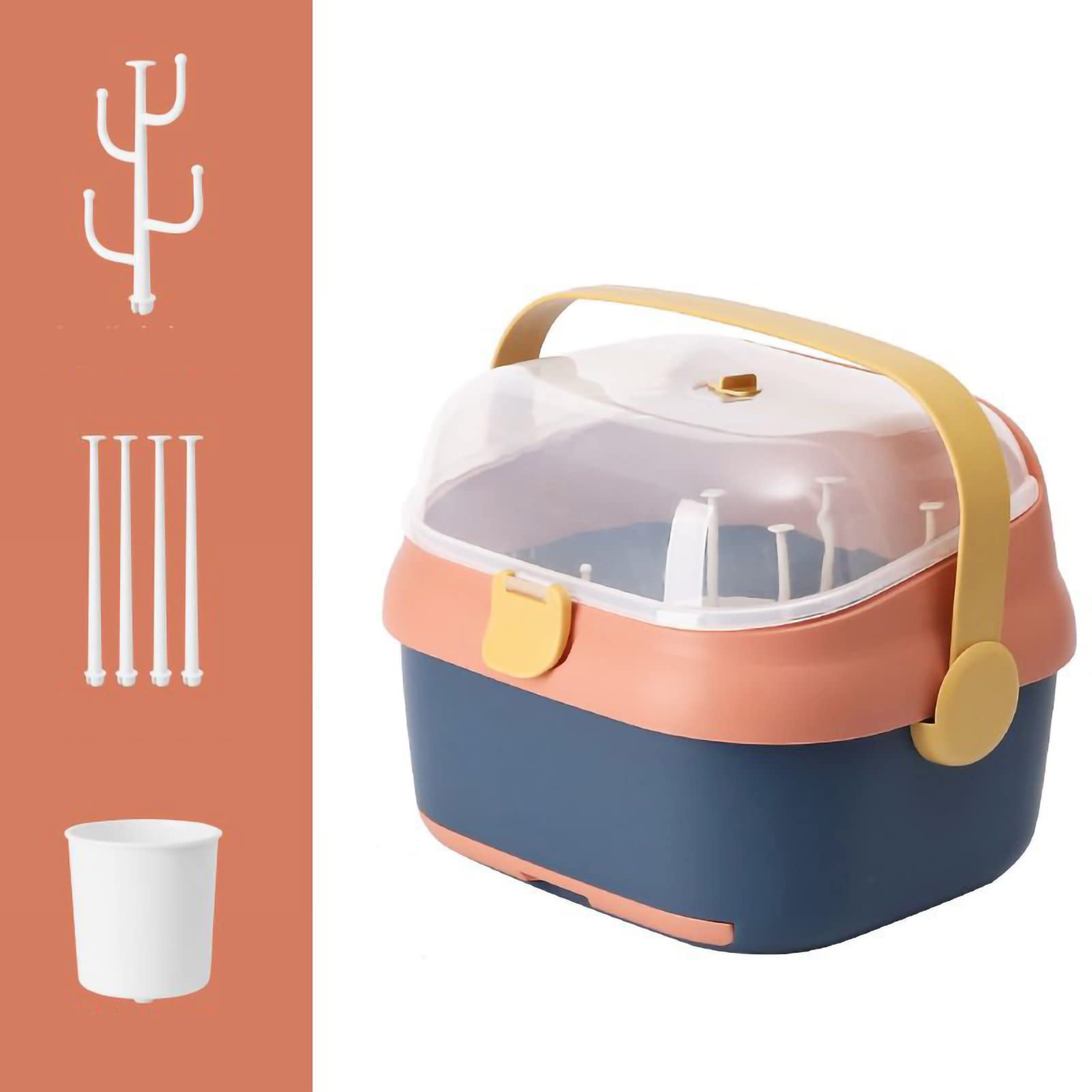 Grand Organisateur De Boîte De Rangement Pour Biberon Avec Couvercle,Rangement Pour Séchoir à Biberon, Organisateur Portable De Boîte à Biberon Avec Couvercle Anti-poussière(Vert)