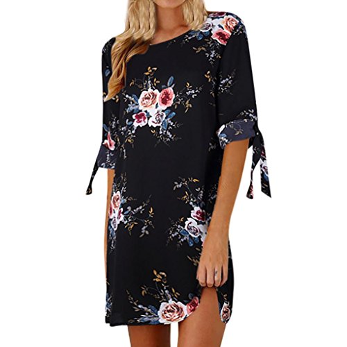 Preisvergleich Produktbild JUTOO Womens Bluwomendruck Bowknot Ärmel Cocktail Minikleid Casual Partykleid