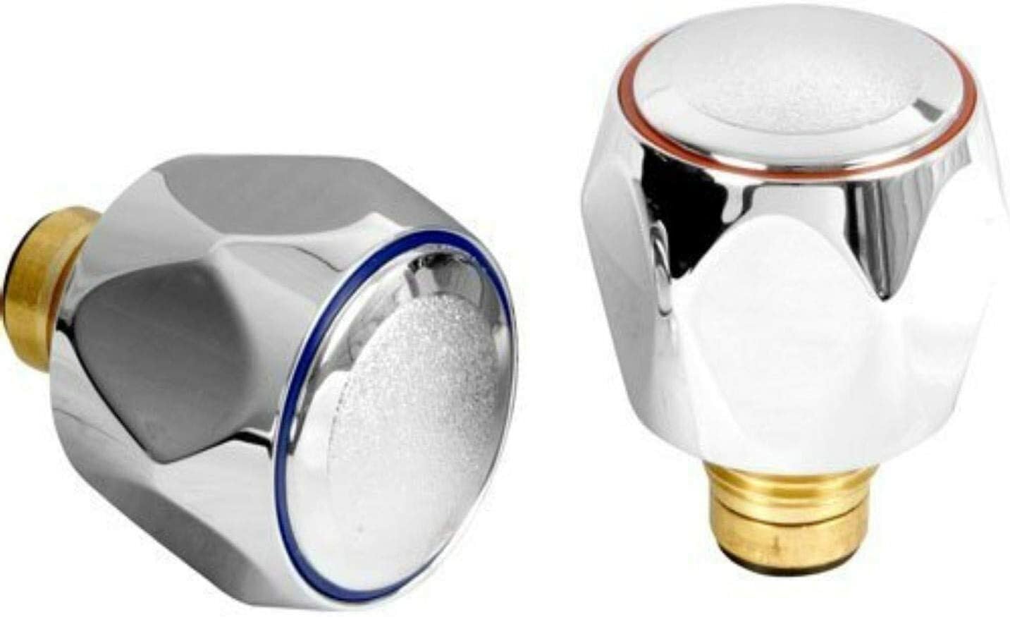 Schläfer 4502816 | Bouton, Poignée pour Groupe Robinet Évier, Kit de Rechange Robinet Salle de Bain et Cuisine Universel, Paire de Poignées en métal CHAUD et FROID avec Tiges Mécaniques 1/2" G - diam