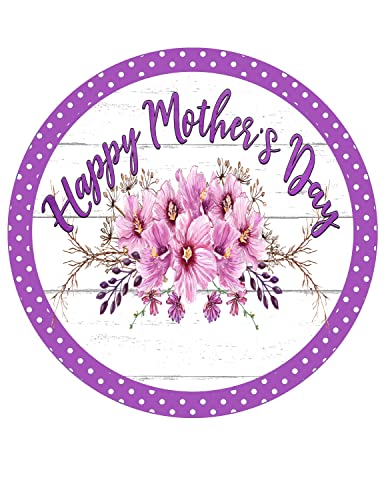 Retro Metal Tin Sign 12 X 12 Inches Mother's Day Wreath Sign Happy Mother's Day Wreath Sign Mother's Day Decoration Round Wreath Sign Funny Wall Decor Nostalgic Arts Decor Waterproof Plate Decoration #TOP12