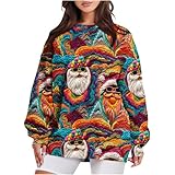 Ekiregaii Sudaderas de Navidad para mujer 2024 elegantes e inteligentes con estampado de árbol de Navidad, acogedoras, camisetas de manga larga, cuello redondo, suéteres de Navidad para mujer, 41 A#