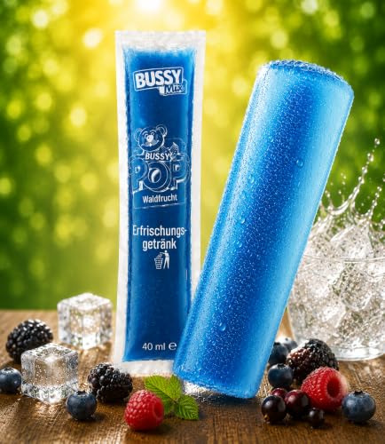 Bussy Blau-Bär 200x 40ml Schleck-Drinks Wassereis zum Einfrieren Eis zum Selber Einfrieren Party Eis für Kinder & Sommer & HLKauf-Block