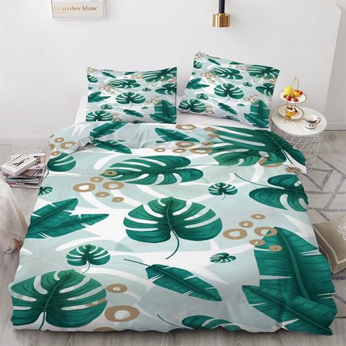 Housse de couette 200x200 vert feuille de tortue microfibre