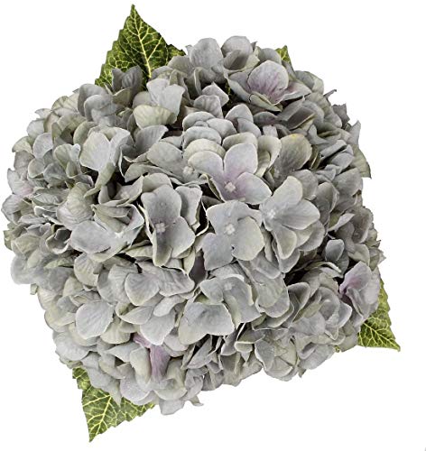 Blooming Paradise Artificial Fake Flowers Plants Silk Hydrangea Arrangements Wedding Bouquets Decorations Plastic Floral Home Kitchen Garden Party Festival Bar Diy (Gray Green，5 Flower Heads) #TOP1