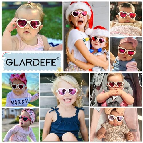 Kids Heart Polarized Sunglasses - TPEE Rubber Flexible Toddler Sunglasses with Strap for Girls Boys Age 2-82