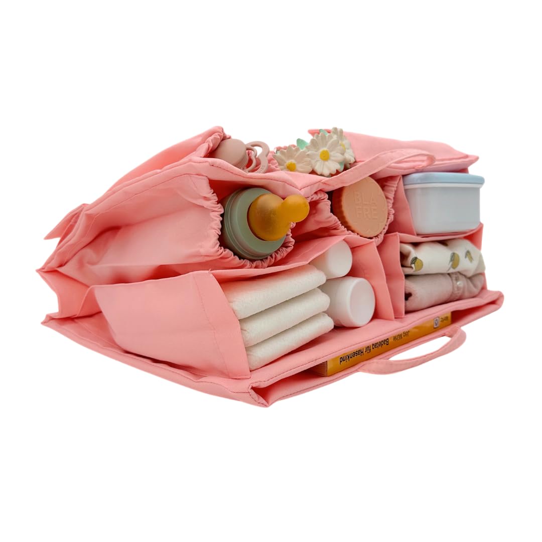 Classic - Baby Wickeltasche Handtasche Organizer, zahlreiche Fächer, wasserabweisend und waschbar flexibel für Shopper/Rucksäcke - Bag in Bag (Blossom Pink)