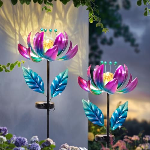 Image of Outdoor Garden Decor Solar Spinners Lights - Metal Wind Spinner Solar Lights for Yard, Patio, Garden Lawn Oranments