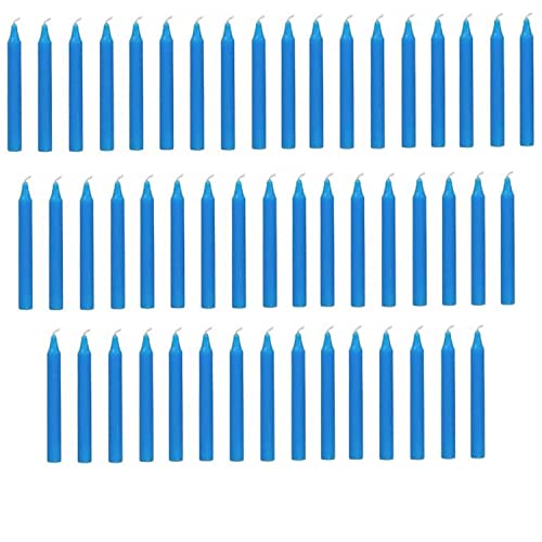 Image of AuraDecor Pack of 50 Stick Candles || Especially Meant for Healing, Chakras, Ritual Candles, Decoration, Lighting, Home Decor || Burning Time 3 to 4 Hours Each (Blue), Paraffin Wax