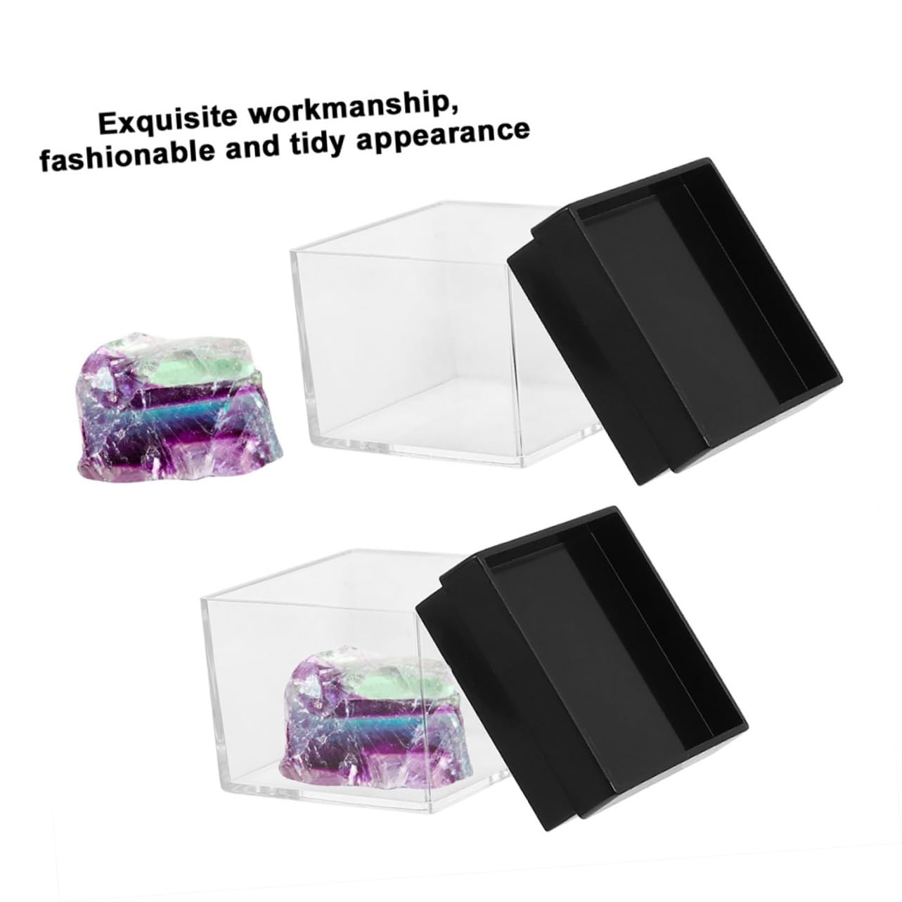 CATIEBYE 6pcs Box Storage Box Display Box Clear Stackable Stone Large Mineral Standard Display Boxes Display Case Mineral Specimen Display Boxes Mineral Storage Case Square Cases Plastic