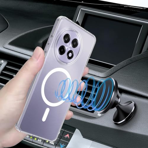Image of Magnetic Case for OnePlus 13R 5G Compatible with MagSafe, Shockproof Phone Bumper Cover, Anti-Scratch Clear Back Plastic (Clear)