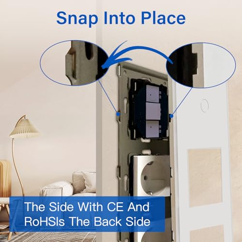 BSEED Touch Lichtschalter mit Schuko Steckdose mit LED Anzeiger 1 Fach 2 Wege Glas Lichtschalter mit Doppelt Wandsteckdosen Wei&szlig; 228mm