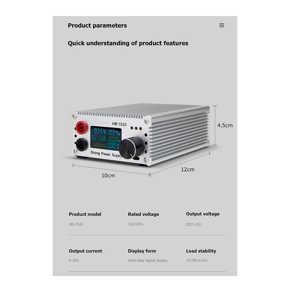 HR1520 Probador de Cortocircuito de Placa Base 15V 20A Fuente de AlimentacióN Multifuncional Ajustable para ReparacióN de TeléFonos (Enchufe de la UE)