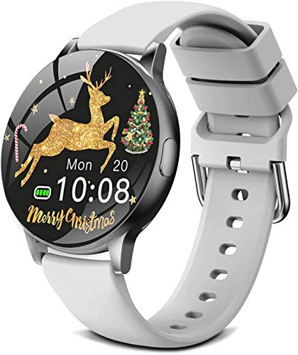 Rreloj inteligente Hombre mujer, Reloj Inteligente con Pulsómetro, Calorías, Monitor de Sueño, Podómetro Pulsera Actividad Inteligente Impermeable Hombre Reloj Deportivo para Android iOS (Plata)