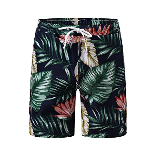 MILAX Herren Boxershorts Casual Boxer Shorts mit Hawaii-Print Unterhosen Mittlerer Taille Boxer Shorts mit Kordelzug Sport Trunks Retroshorts Unterhosen