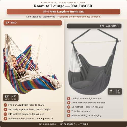 Image of Hanging Hammock Chair Swing - Outdoor & Indoor - Hammock Swing Chair