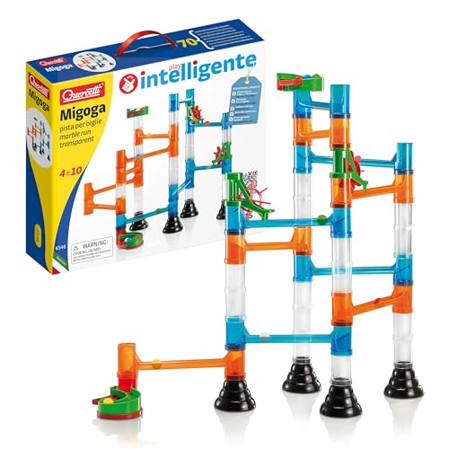 Migoga Quercetti, Pista Biglie per Bambini Educativa con 10 Biglie Colorate e 45 Pezzi, Giochi Creativi per Bambini di...