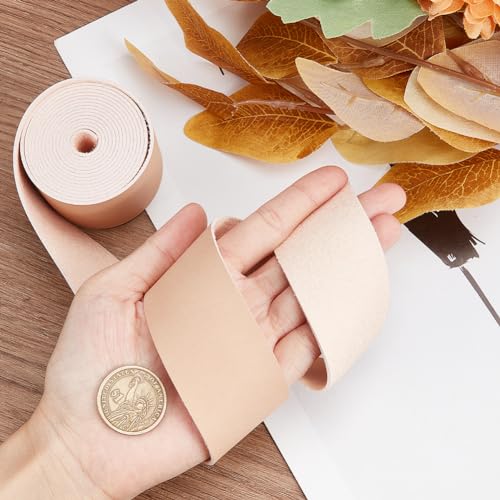 GORGECRAFT 37.5mm x 2m Flat Leather Cord 1.2mm Thick Leather Strap Strips Lychee Grain Threads Rope Strings for DIY Crafts Guitar Belt Necklace Bracelet Jewelry Making Braiding Supplies - Image 3