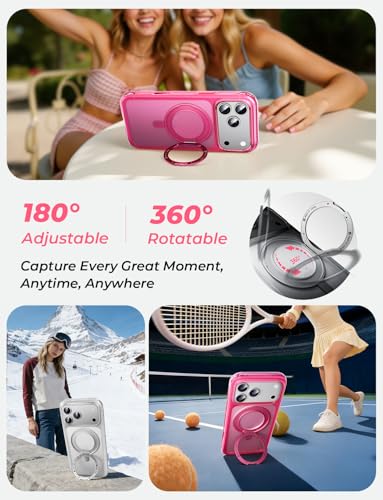 Image of MAGIC JOHN for iPhone 17 Pro Max Case with Stand, Fit for MagSafe Hot Pink