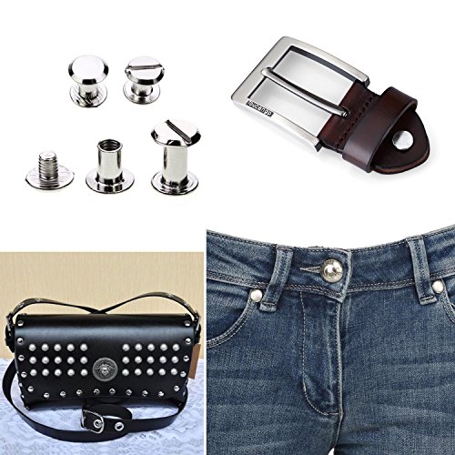 HSeaMall 100 Set Binding Schrauben 5 Größen Beiträge Nagel Rivet Button Solid Belt Tack Schraube Verschluss Leder Reparatur Schrauben