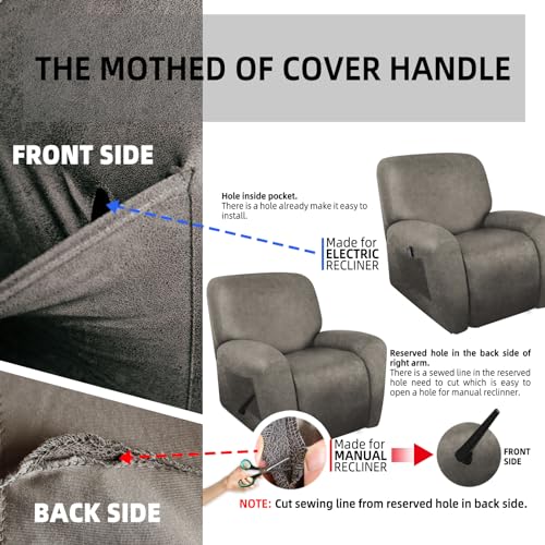 Image of ANARACHON Heavy Duty Recliner Chair Covers Leather Like, 4 Pieces Recliner Cover for Recliner Chair, Soft Sofa Slipcover Furniture Protector Washable Sofa Cover for Pets Kids (Khaki)