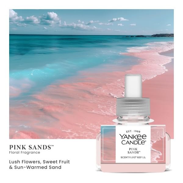 Image of Yankee Candle ScentPlug Refill for Plug in Air Fresheners, Scented Oil Refills, Long Lasting Home Fragrance, Pink Sands (Pack of 4)